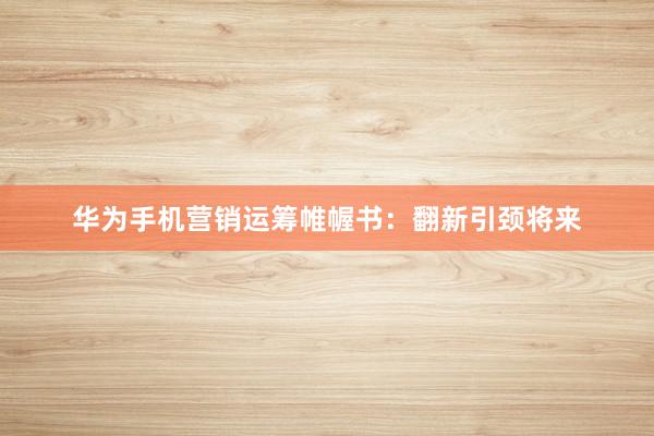 华为手机营销运筹帷幄书：翻新引颈将来